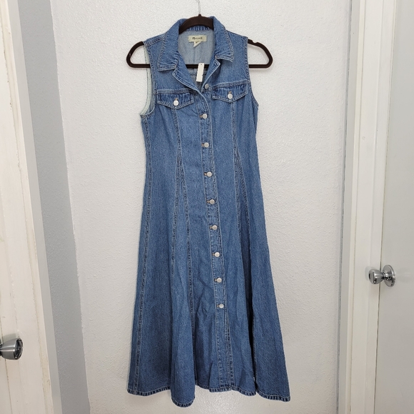Madewell Pleated Midi Shirtdress in Billings Wash: Airy Denim Edition NU500 Sz 4 - Picture 4 of 8